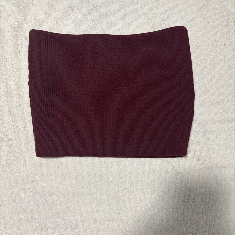 Elegant Burgundy Ribbed Tube Top